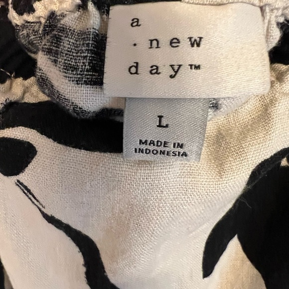 A New Day Natural and Black Floral Sleeveless Linen Blend Dress Large - Picture 4 of 6